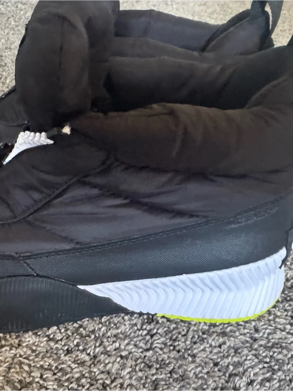 Sorel Black and White Winter Boots with Neon Accent